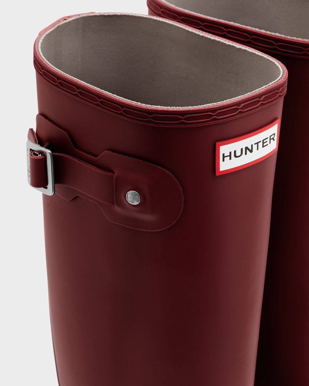 Womens Hunter Original - Tall Rain Boots Grey Red - 0345-SRWUQ